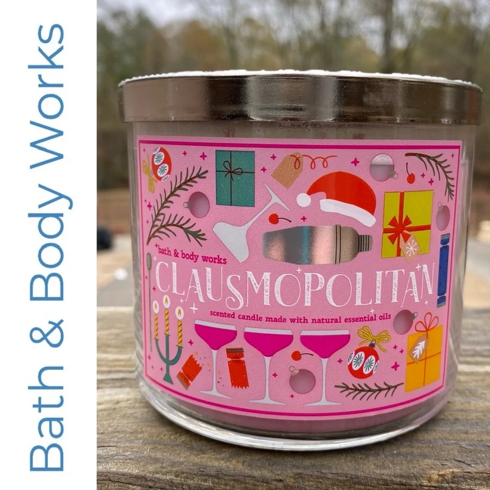 Bath & Body Works Clausmopolitan 3 Wick Candle With Decorative Lid
